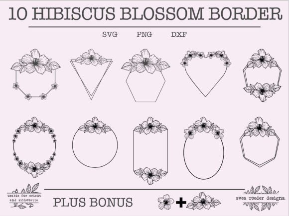 10 Hibiscus Wildflower Wreath SVG