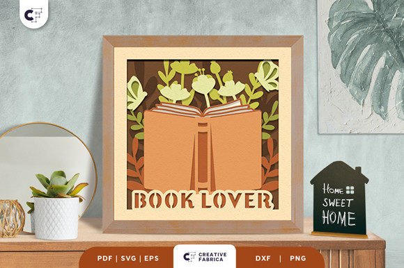 Book Lovers 3D Shadow Box Paper Cut SVG for Local Business Ornaments