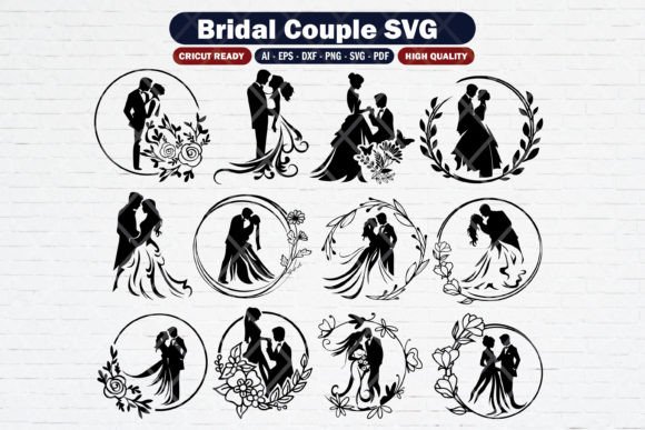 Bride and Groom Couple SVG Bundle: Graphics & Illustrations