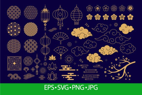 Chinese New Year Decoration Elements: Graphics & Illustrations Review