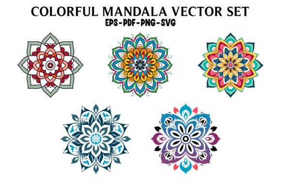 Colorful Mandala SVG Clipart Bundle Graphics & Illustrations