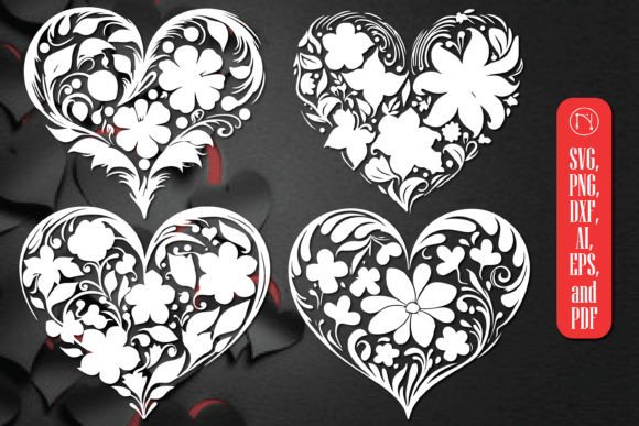 Cricut Floral Flower Heart SVG Bundle: Laser Cutting & Home Decor