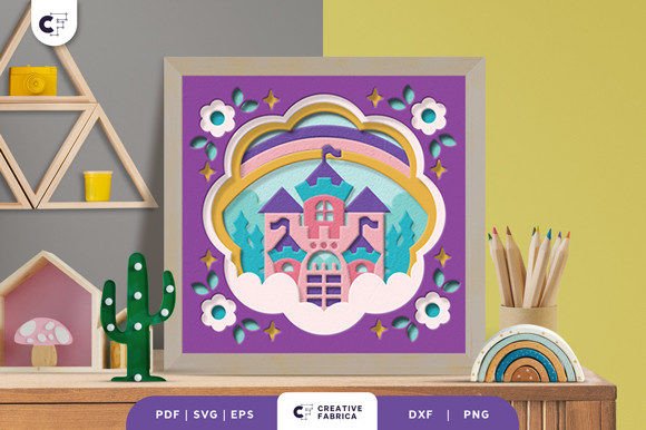 Fantasy Castle 3D Light Box Paper Cut: 3D SVG for Fantasy & Fairy Tales