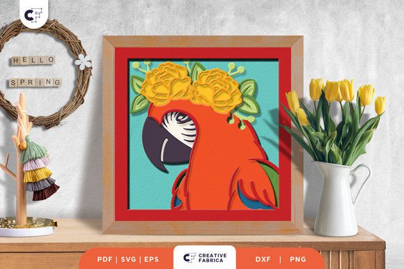 Floral Bird Head 3D SVG for Seasons