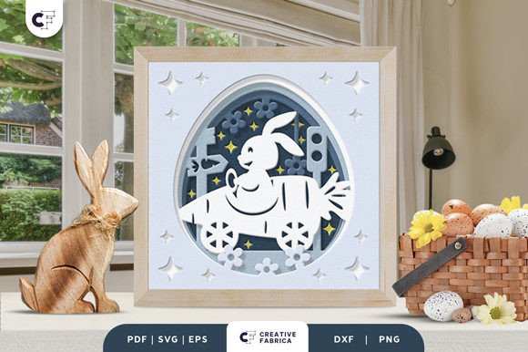 Floral Easter Bunny 3D SVG for Commercial Design
