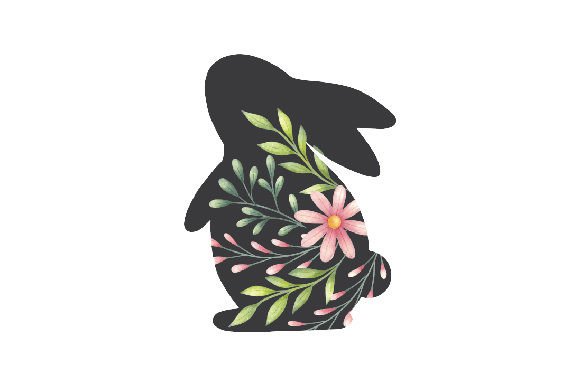 Floral Easter Bunny, Watercolor: Crafts & Easter Design Asset