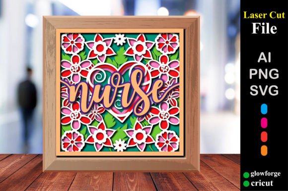 Floral Nurse Shadow Box: 3D SVG for Local Branding