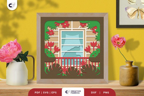 Floral Spring Balcony 3D SVG for Floral Compositions
