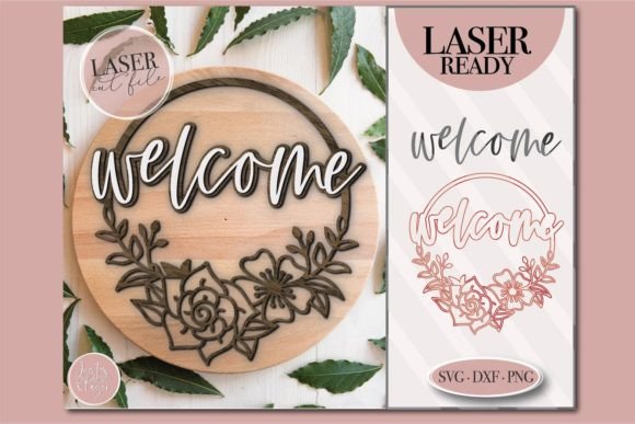 Floral Welcome Wreath SVG: Laser Cutting & Wall Decor Ready