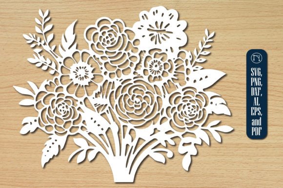 Flower Bouquet Paper Cut Design SVG for Laser Cutting & Wall Decor