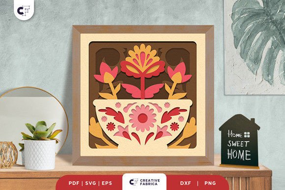 Folk Bowl 3D Shadow Box SVG: Handcrafted Ornaments for Real Local Branding