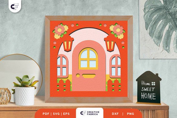 Home Porch 3D Layered Paper Cut SVG: Ornament-Ready 3D SVG