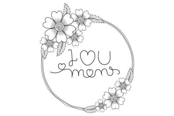 I Love Mom Wreath Graphics & Decorative Elements