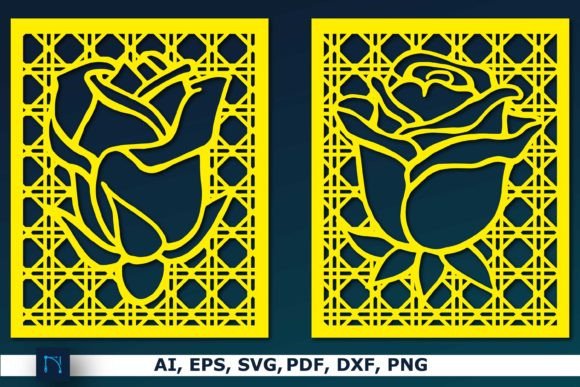 Laser Cut Floral Rattan Decor SVG Bundle for Wall Decor & Laser Cutting