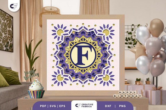 Letter F Alphabet 3D Papercut Shadow Box: 3D SVG for Birthdays