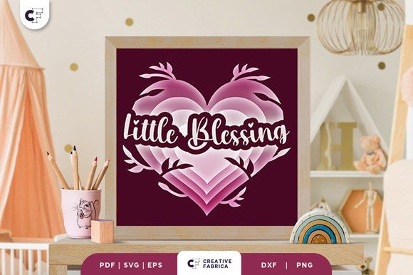 Little Blessing Heart Shape 3D SVG for Baby Content