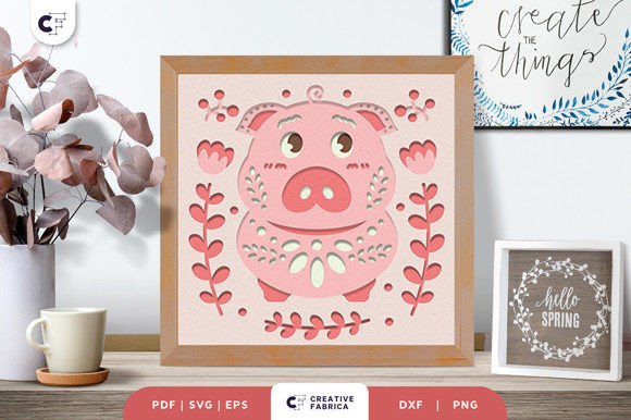 Pig Folk Art 3D SVG for Seasons Crafting