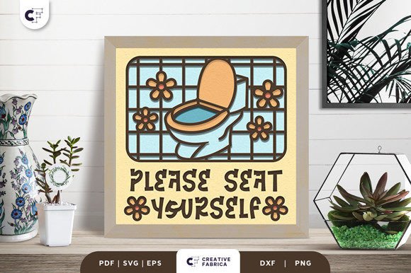 Please Seat Yourself 3D Shadow Box SVG: Playful Ornaments for Local Branding