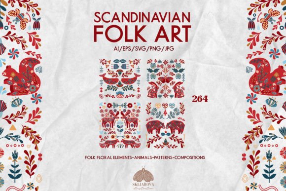 Scandinavian Folk Art Graphics & Illustrations