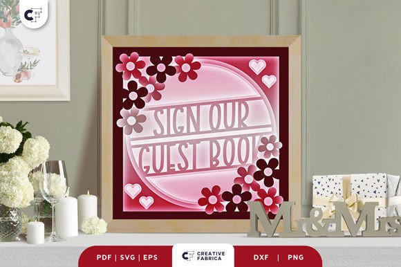 Sign Our Guest Book 3D Shadow Box SVG for Table Decorations