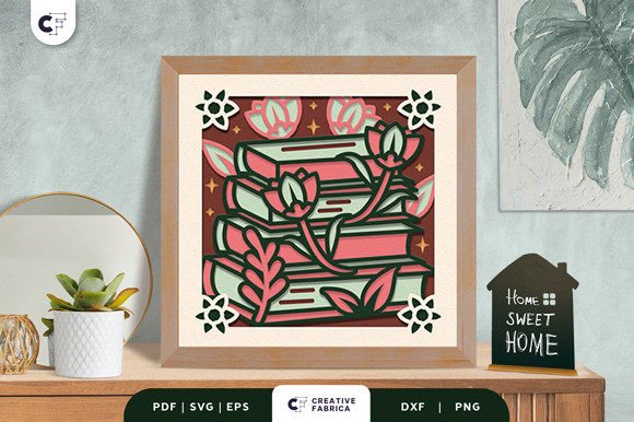 Stack of Books 3D SVG Shadow Box Ornament