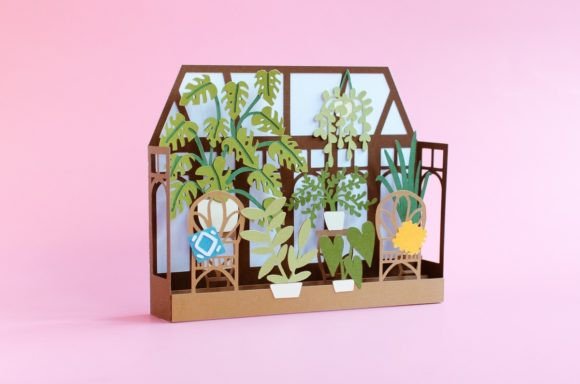 Sunroom Solarium Pop Up Box Card: 3D SVG Floral Compositions