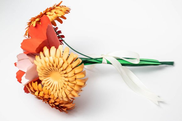 Tulips and Gerberas Bouquet: 3D SVG Paper Flowers