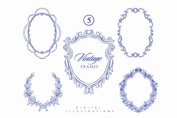 Victorian Wedding Crest Frames for Graphics & Illustrations